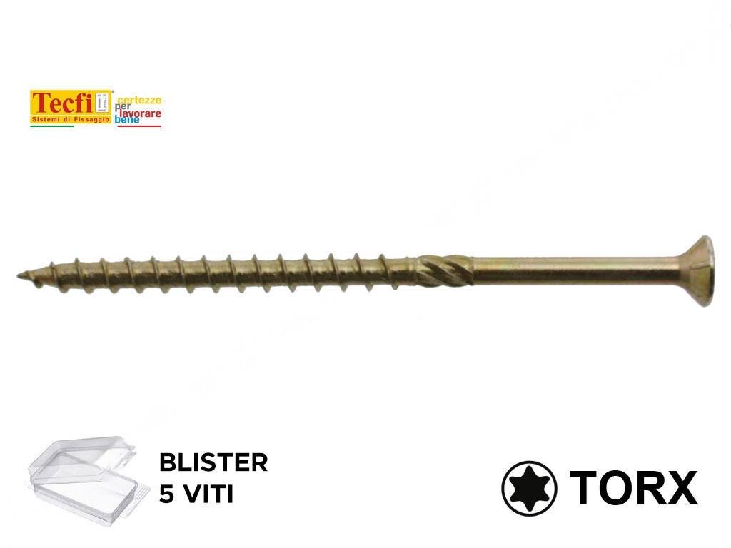 VITE TRUCIOLARE TSP IMPRONTA TORX TX40 ZINCATA GIALLA IN BLISTER mm.8,0 VARIE LUNGHEZZE | TECFI - immagine 3